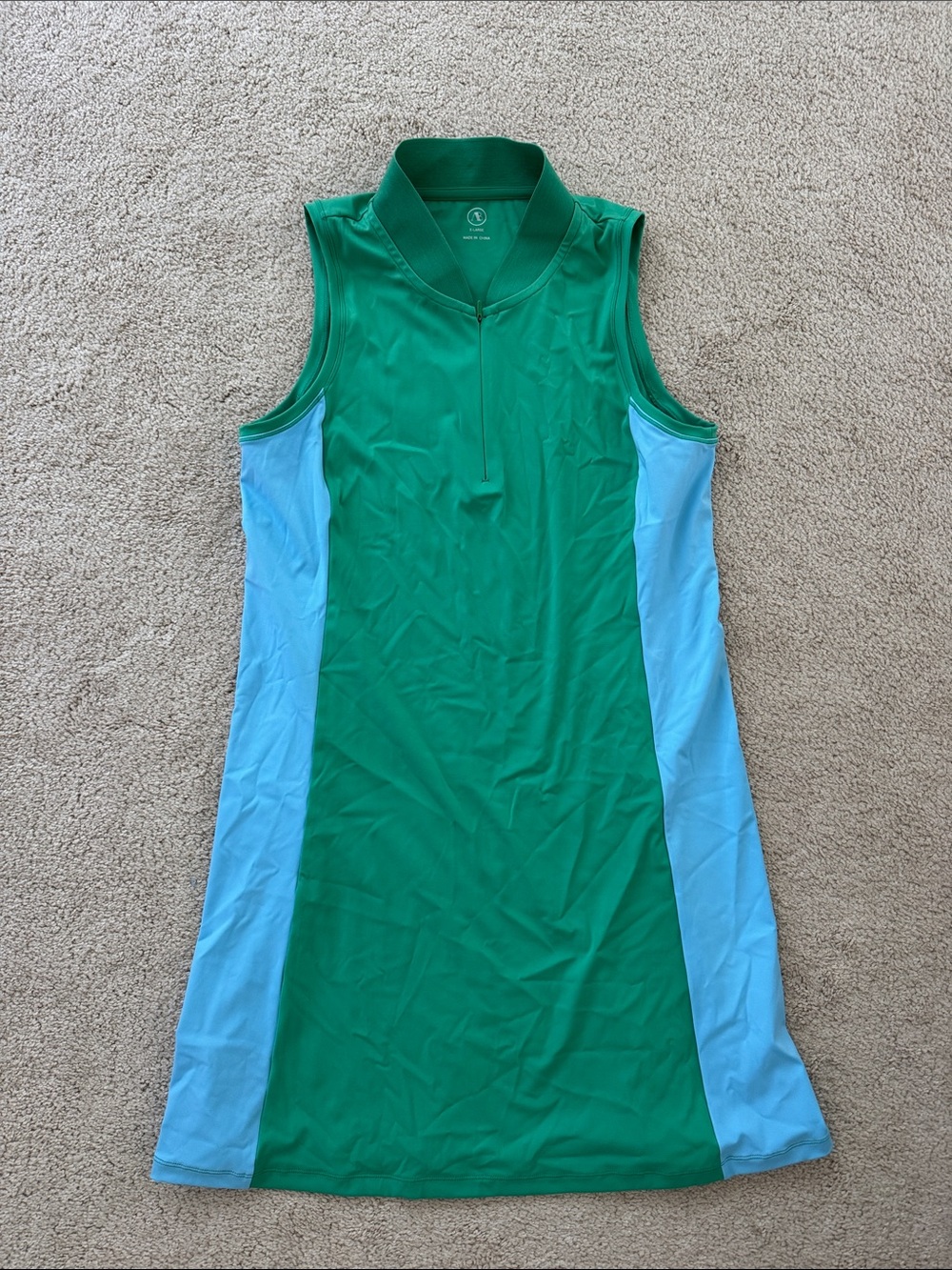 Addison Bay Green and Light Blue Sleeveless Mini Dress